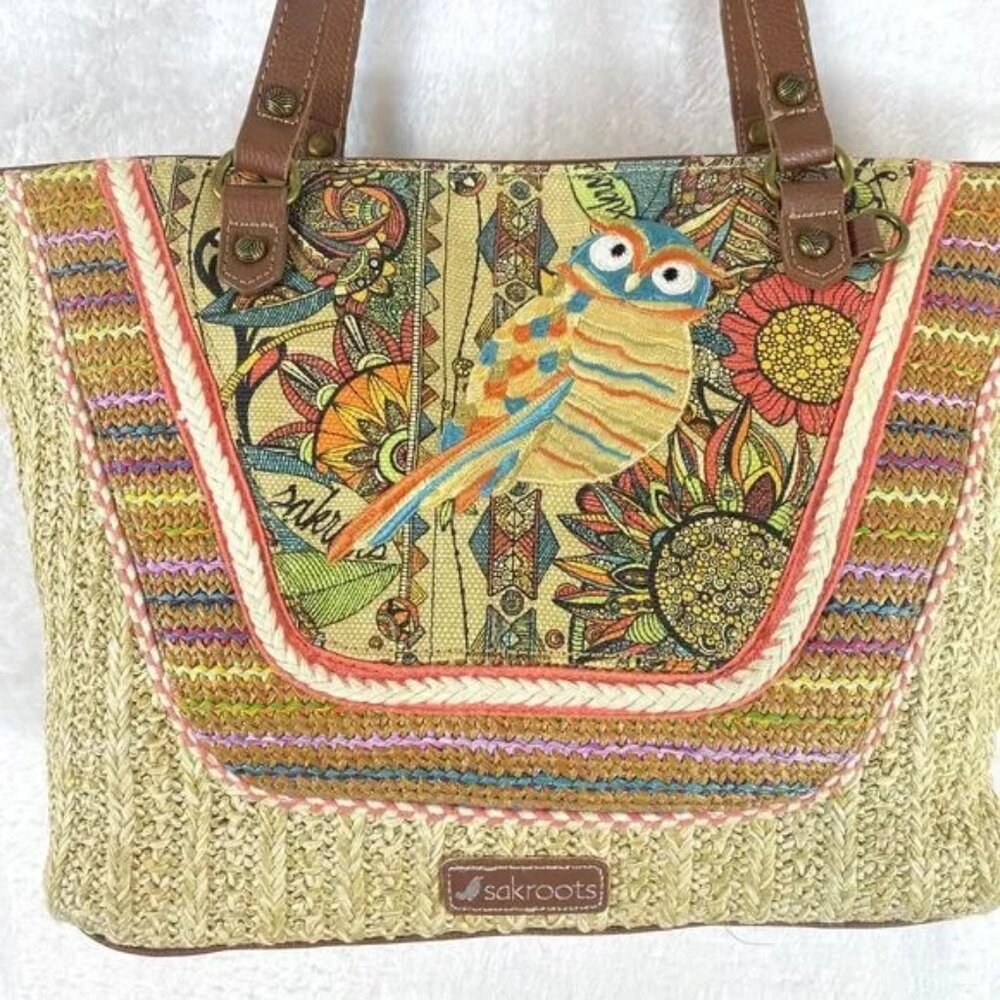 Sakroots Owl Straw Bag – Perfect for summer !  $55.  In EUC.